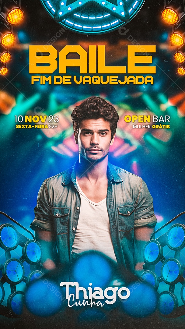 Story Flyer Baile Fim de Vaquejada Thiago Cunha Social Media PSD Editável