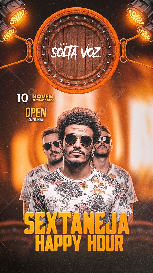 Story Flyer Grupo Solta Voz Sextaneja Happy Hour Social Media PSD Editável