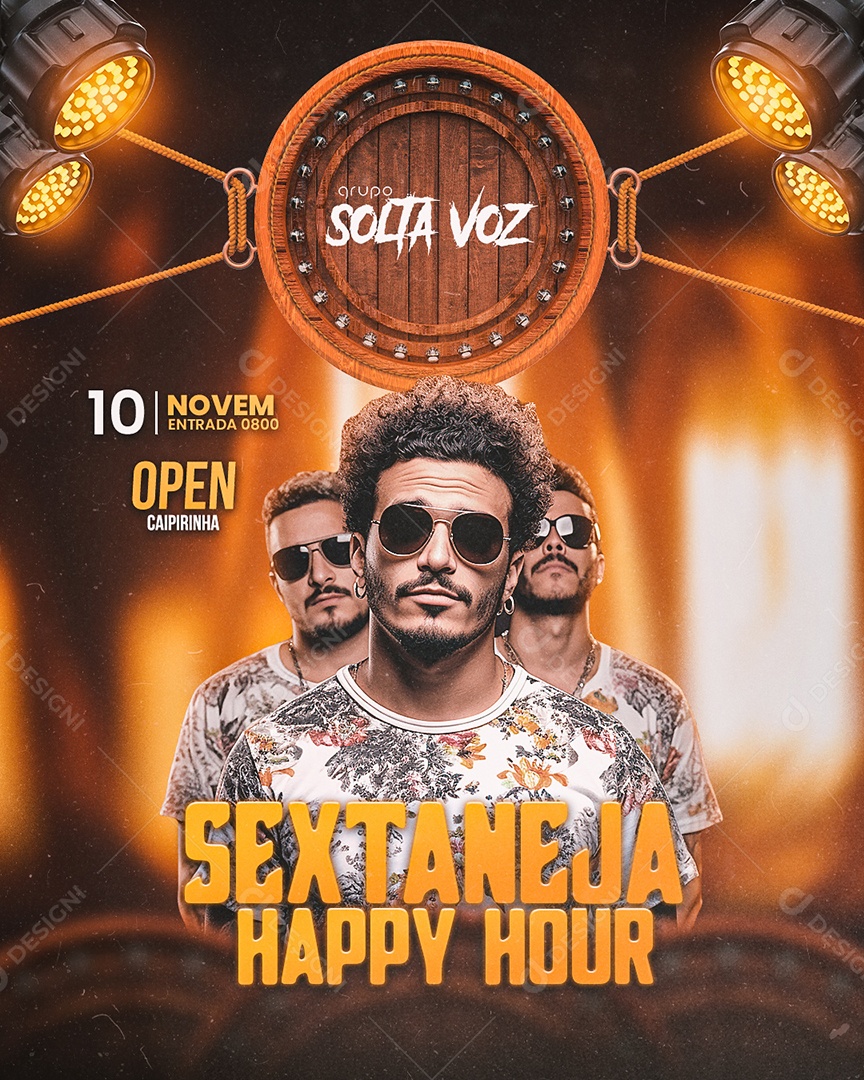 Flyer Grupo Solta Voz Sextaneja Happy Hour Social Media PSD Editável