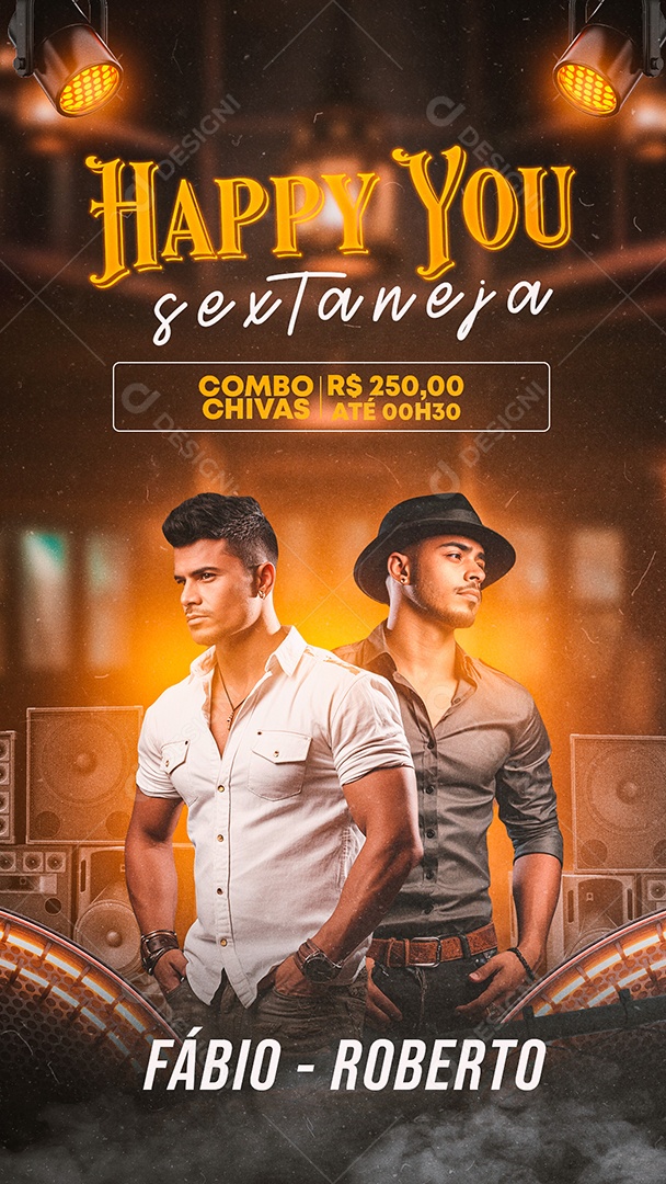 Story Flyer Happy You Sextaneja Fábio e Roberto Social Media PSD Editável