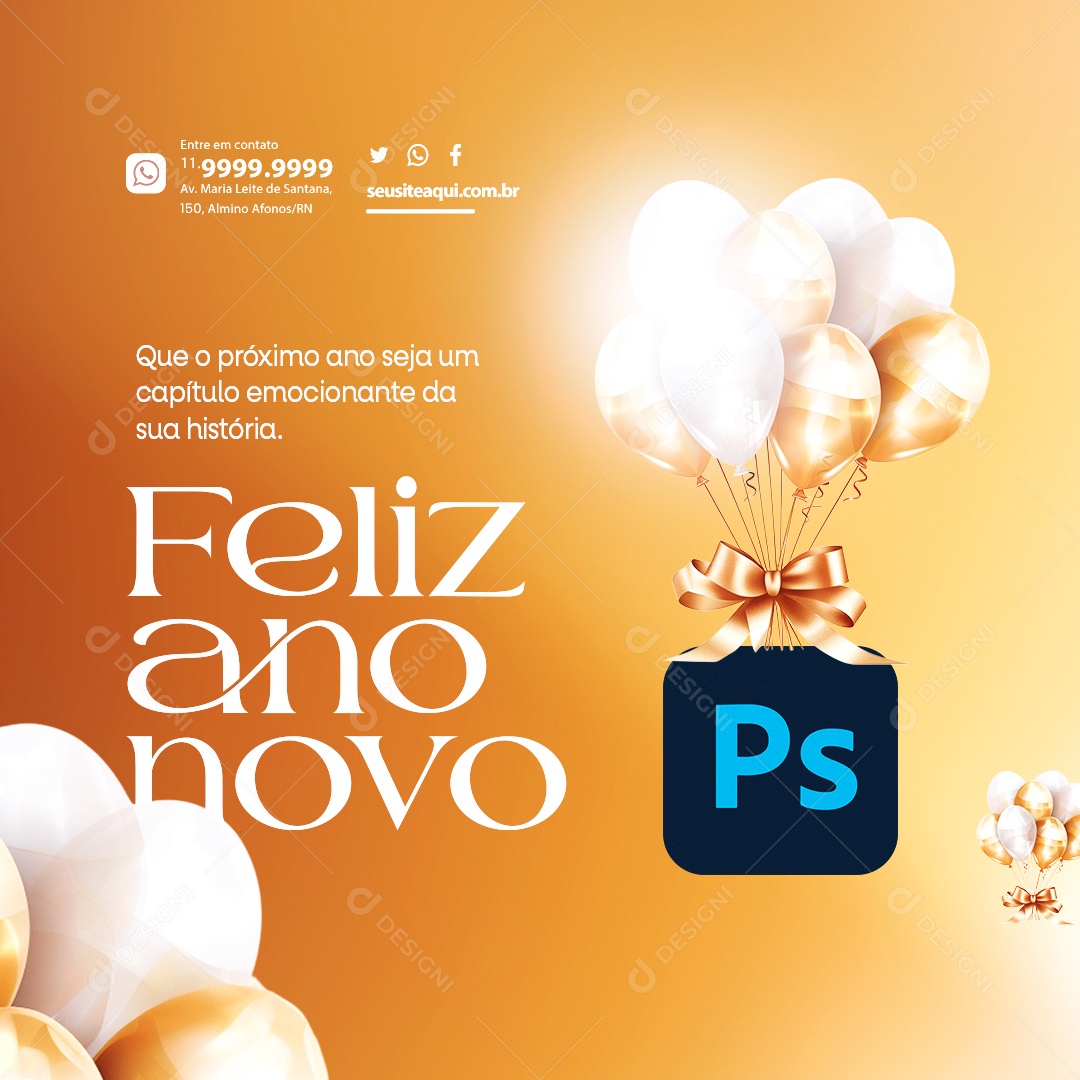 Designer Gráfico Ano Novo Que o Próximo Ano Seja um Capítulo Emocionante Social Media PSD Editável