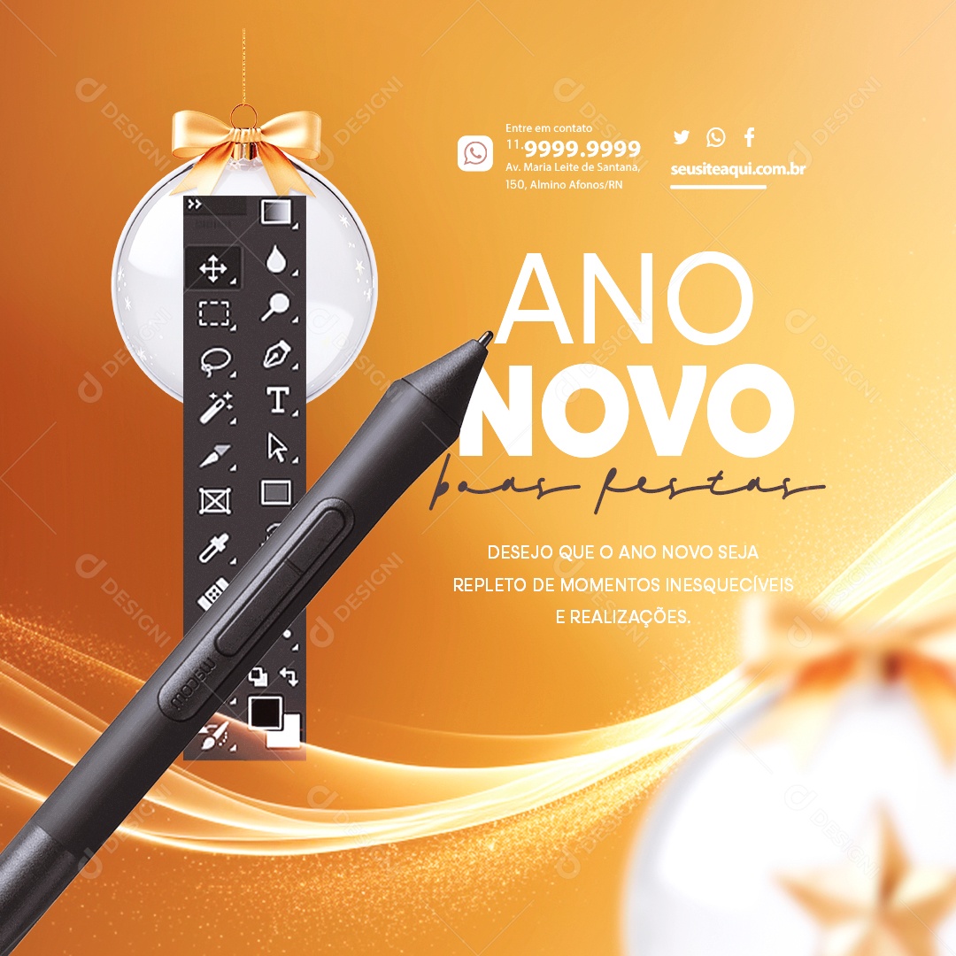 Designer Gráfico Desejo que o Ano Novo Seja Repleto de Momentos Inesquecíveis Social Media PSD Editável