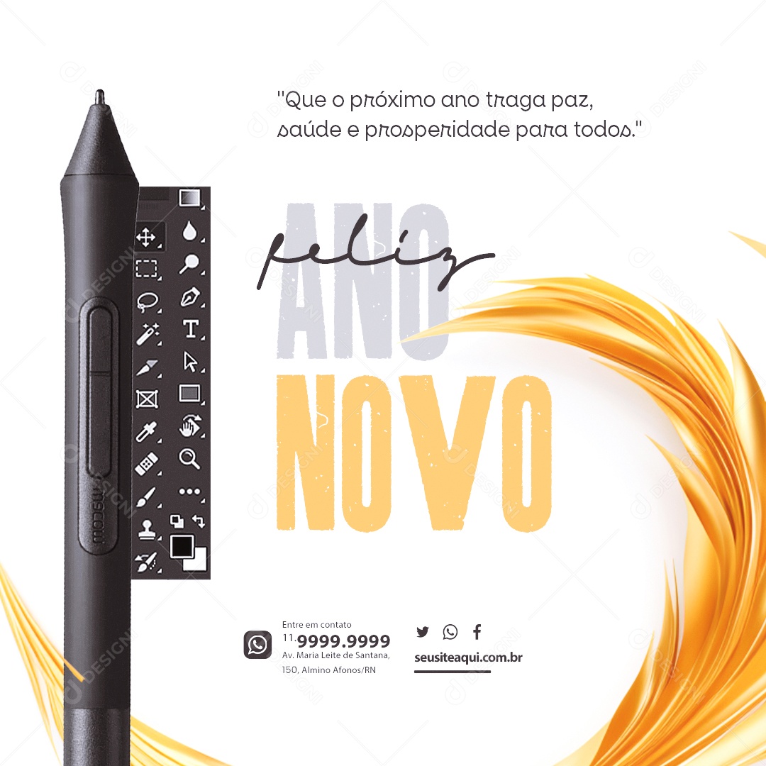 Designer Gráfico Ano Novo Que o Próximo Ano Traga Paz Saúde e Prosperidade Social Media PSD Editável