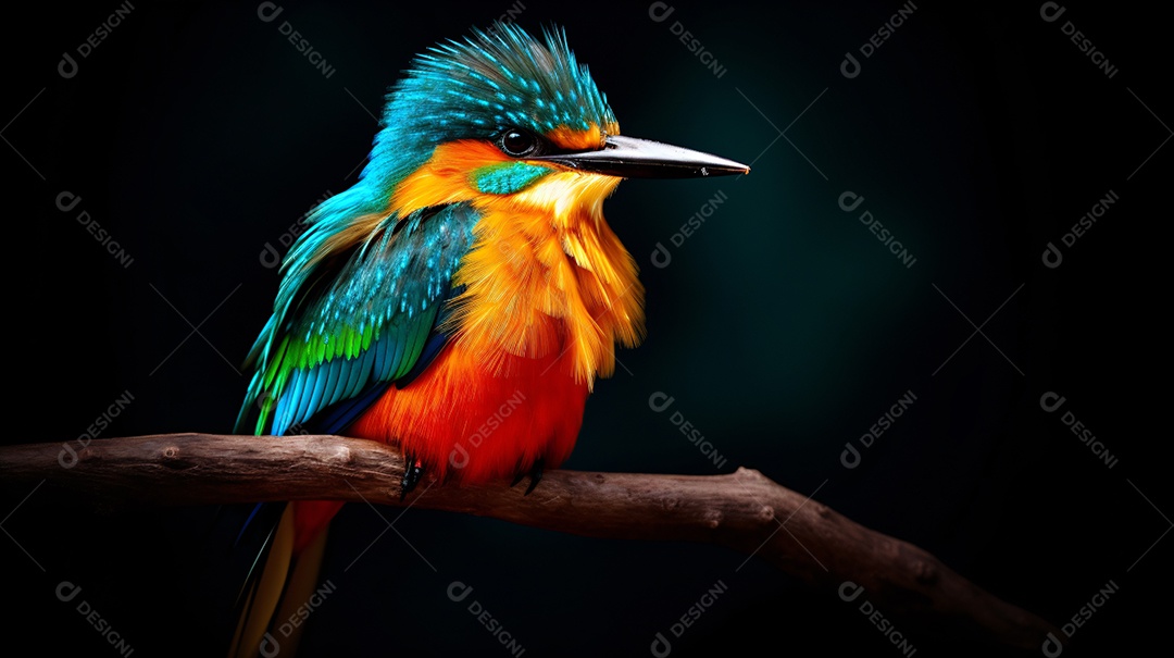 Pássaro pousado em ramo de flores