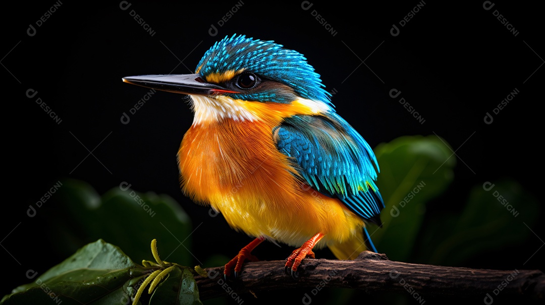 Pássaro pousado em ramo de flores