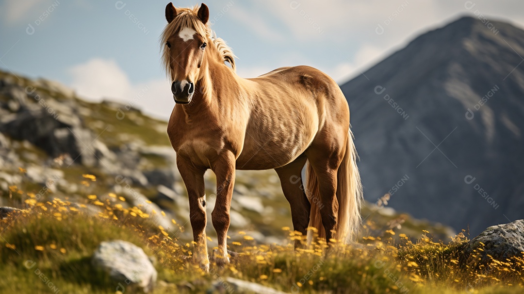 Lindo cavalo sobre os alpes
