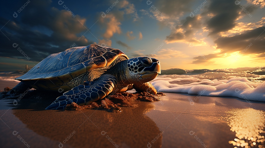 Tartatura andando sobre a praia