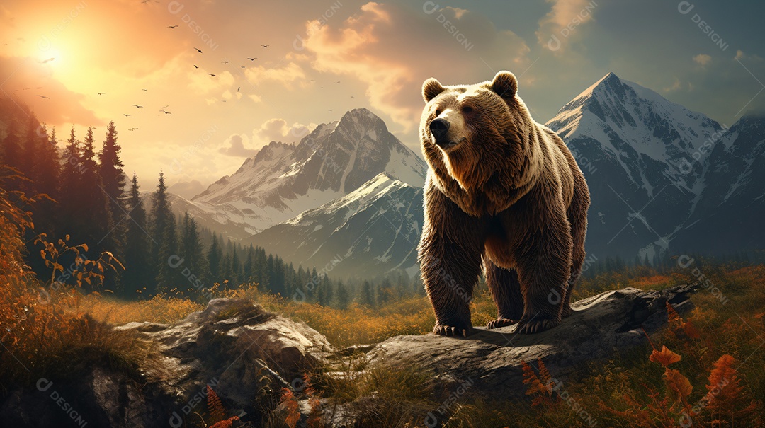 Urso marrom sobre a natureza