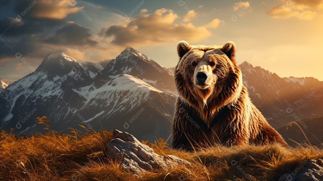 Urso marrom sobre a natureza