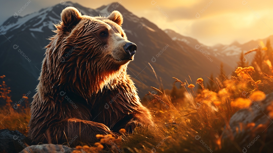 Urso marrom sobre a natureza