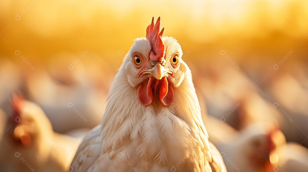 Galinha sobre fundo claro ensolarado