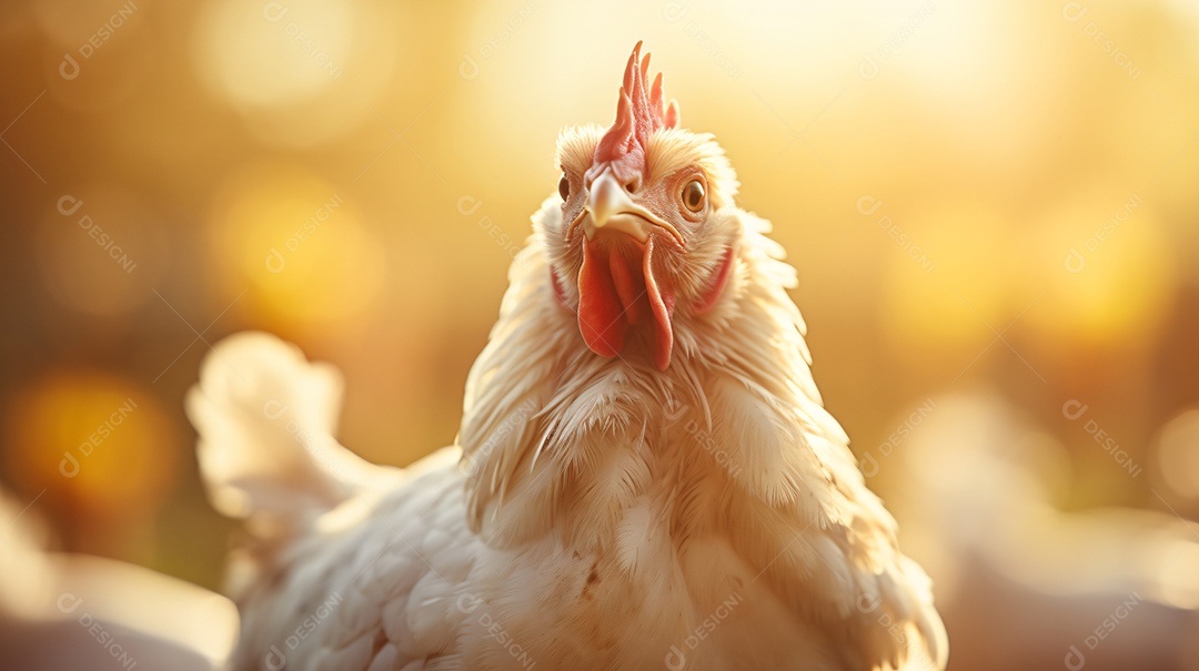 Galinha sobre fundo claro ensolarado