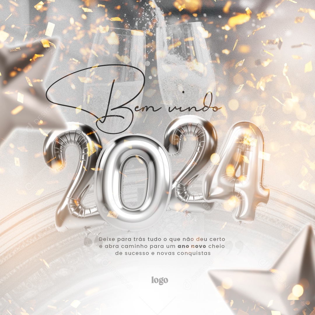Social Media Bem Vindo 2024 Ano Novo Cheio De Sucesso PSD Editável