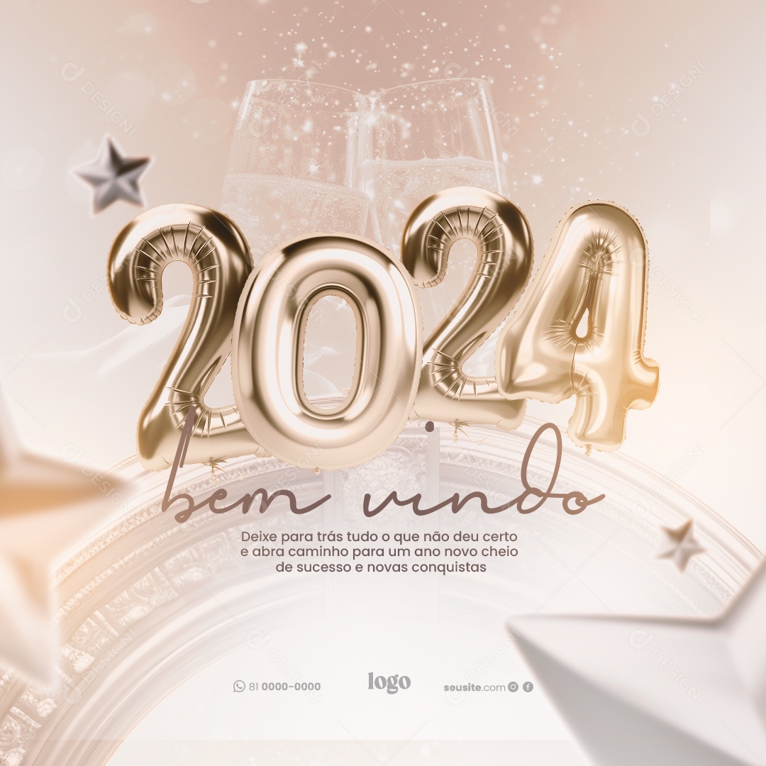 Sucesso e Novas Conquistas Bem Vindo 2024 Social Media PSD Editável