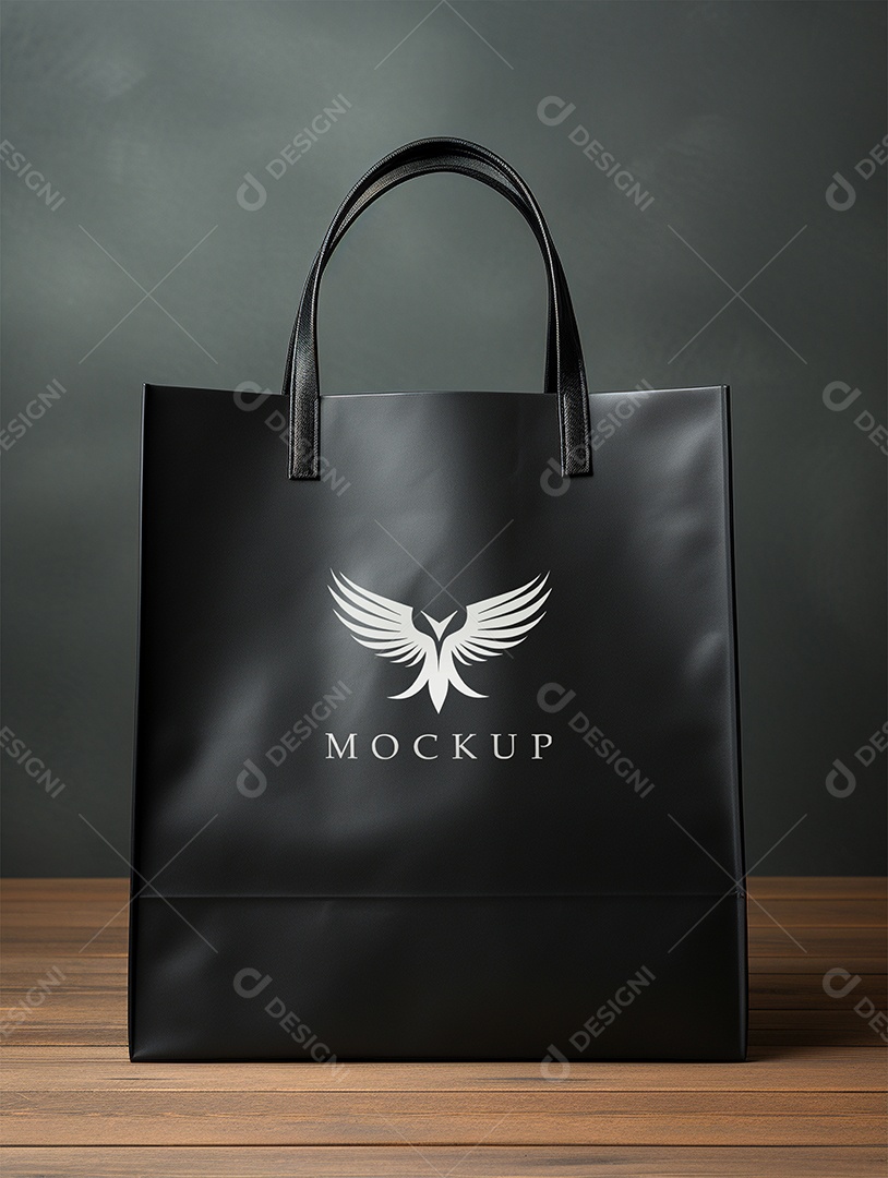 Modelo de Mockup de Sacola Preta PSD Editável