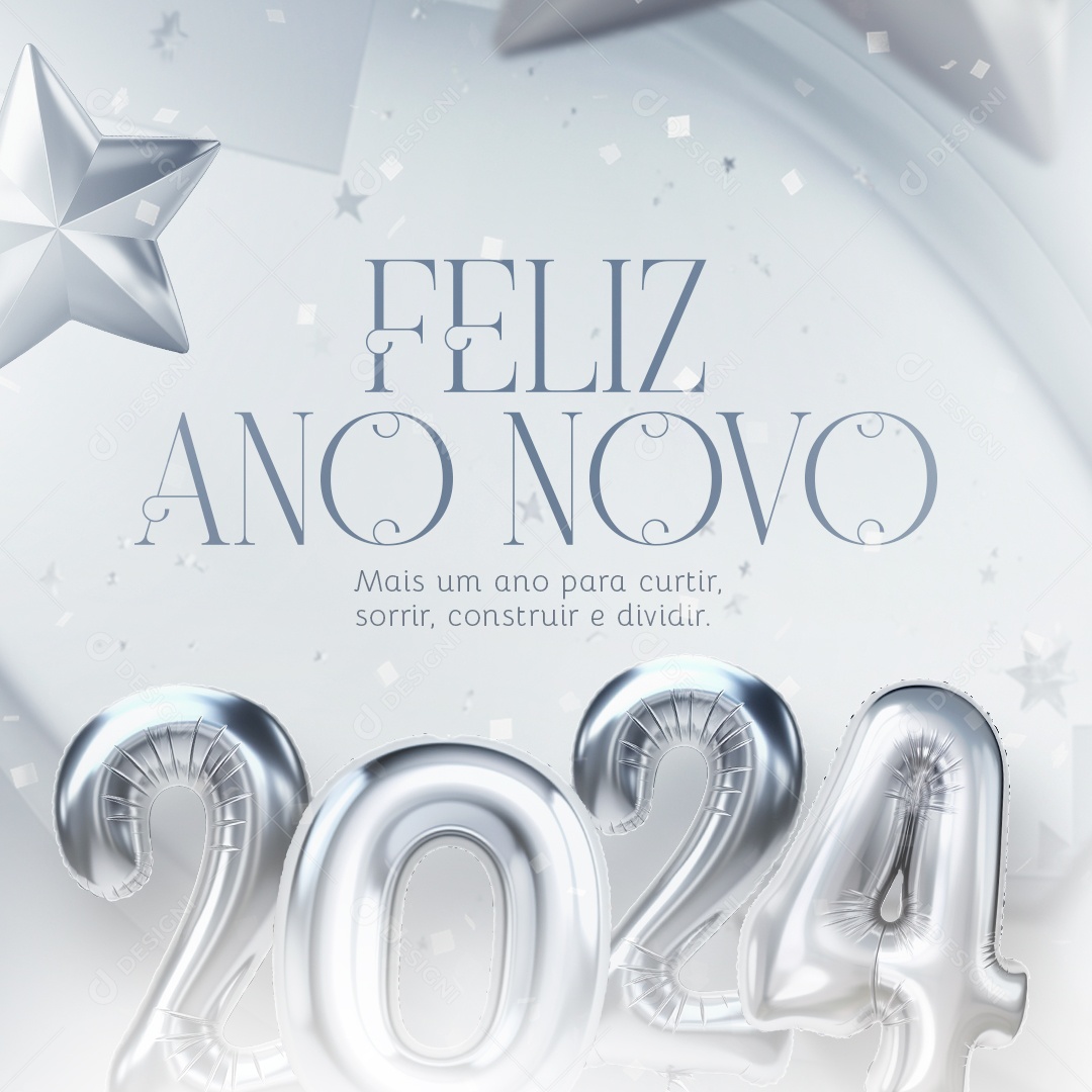 Social Media Mais Um Ano Para Curtir Sorrir Feliz Ano Novo 2024 PSD Editável