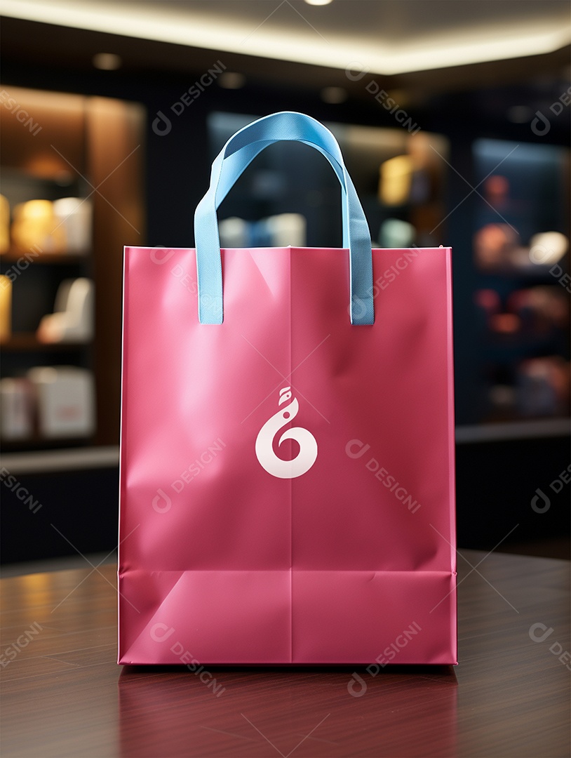 Modelo de Mockup de Sacola Vermelha PSD Editável