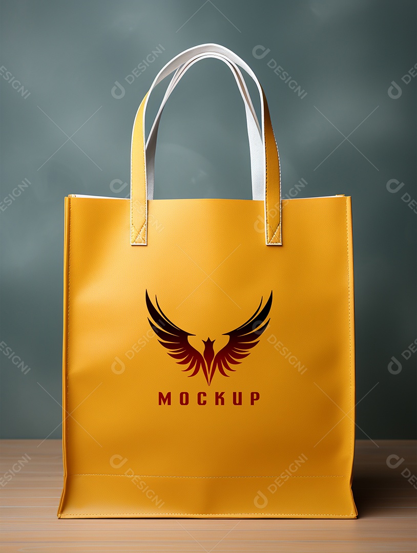 Mockup de Sacola Laranja PSD Editável