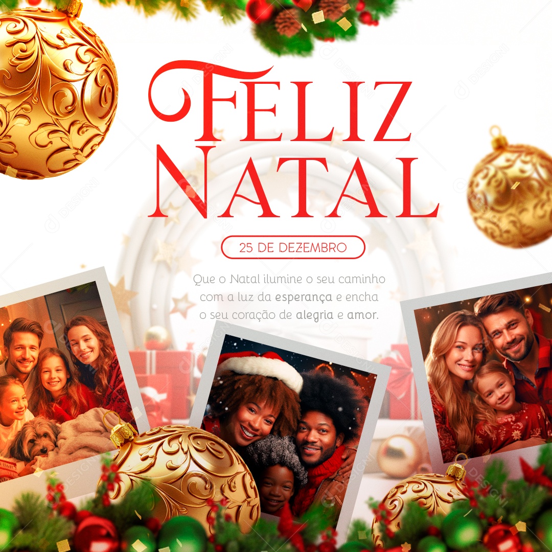 Social Media Luz da Esperança Alegria e Amor Feliz Natal PSD Editável