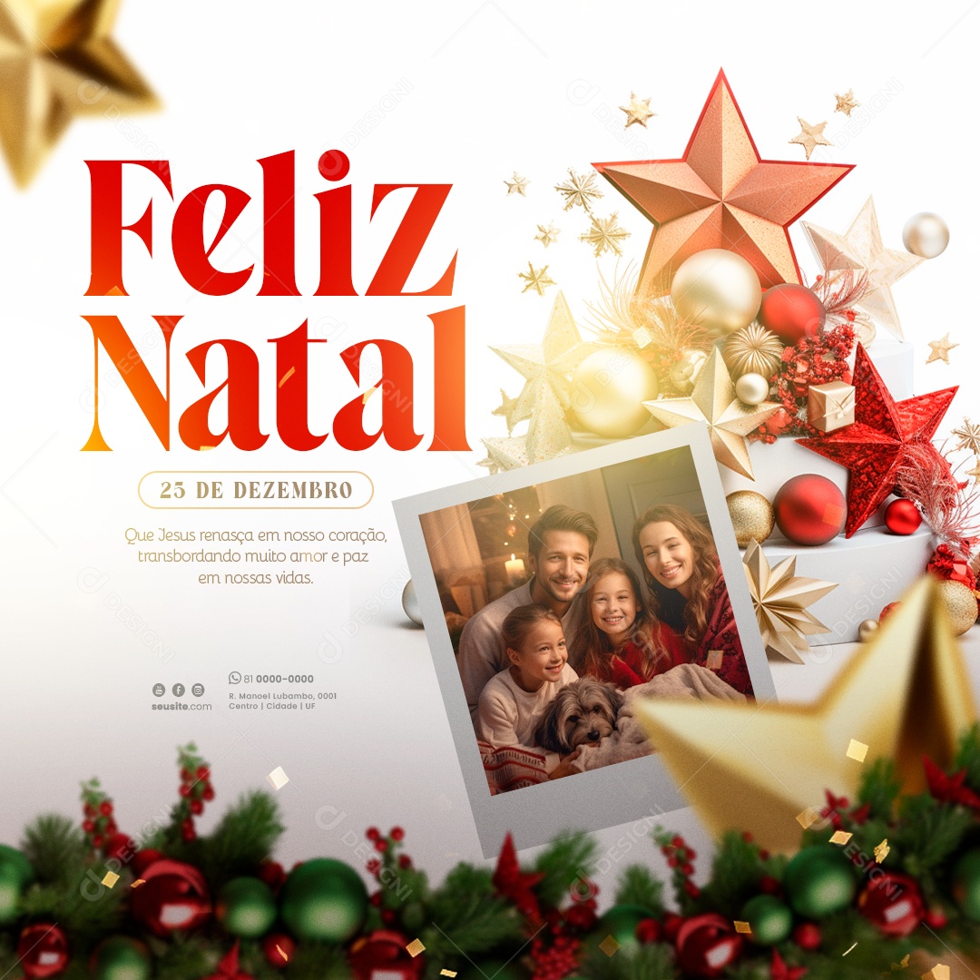 Social Media Feliz Natal Muito Amor e Paz 25 De Dezembro PSD Editável