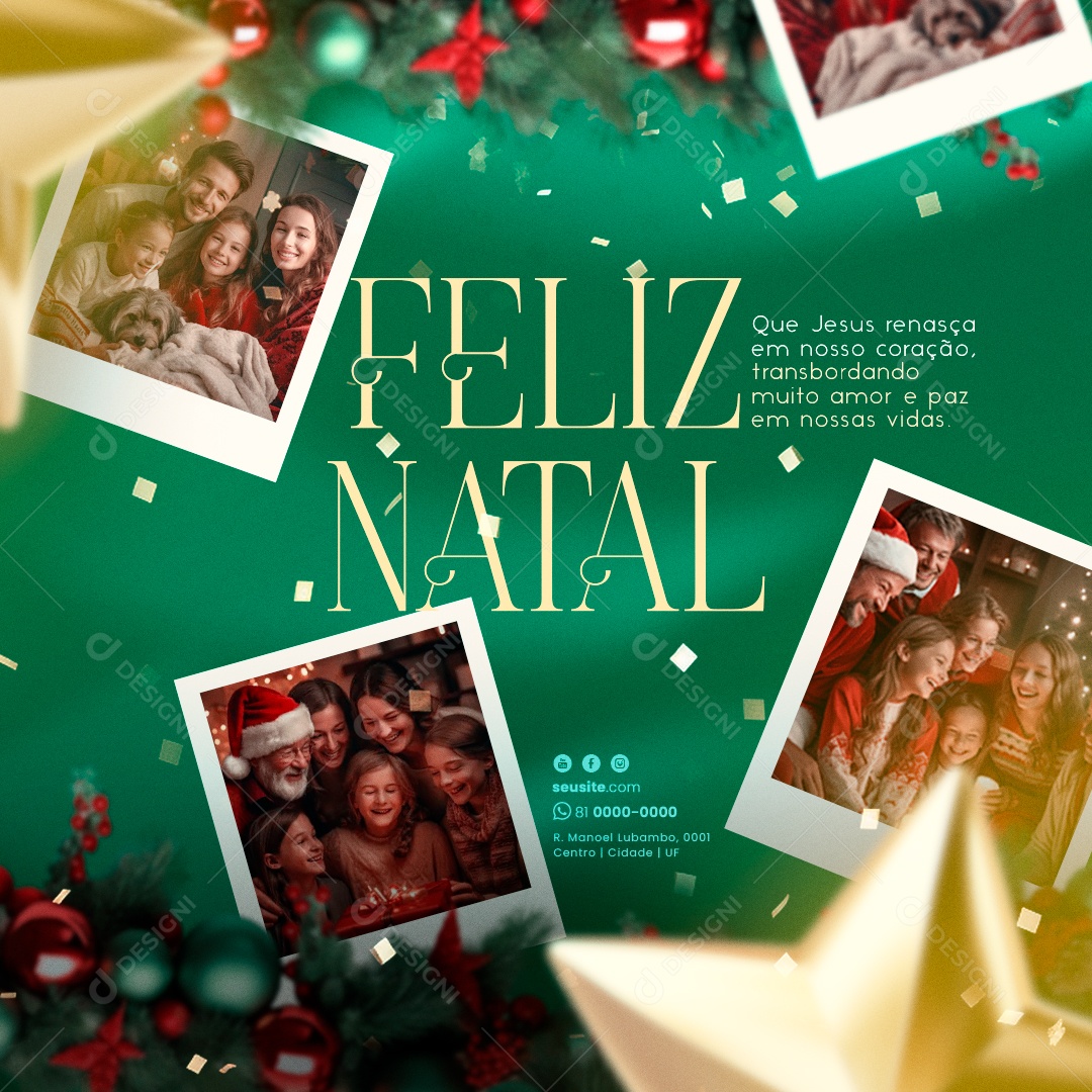 Social Media Feliz Natal Que Jesus Renasça em Nosso Coração PSD Editável