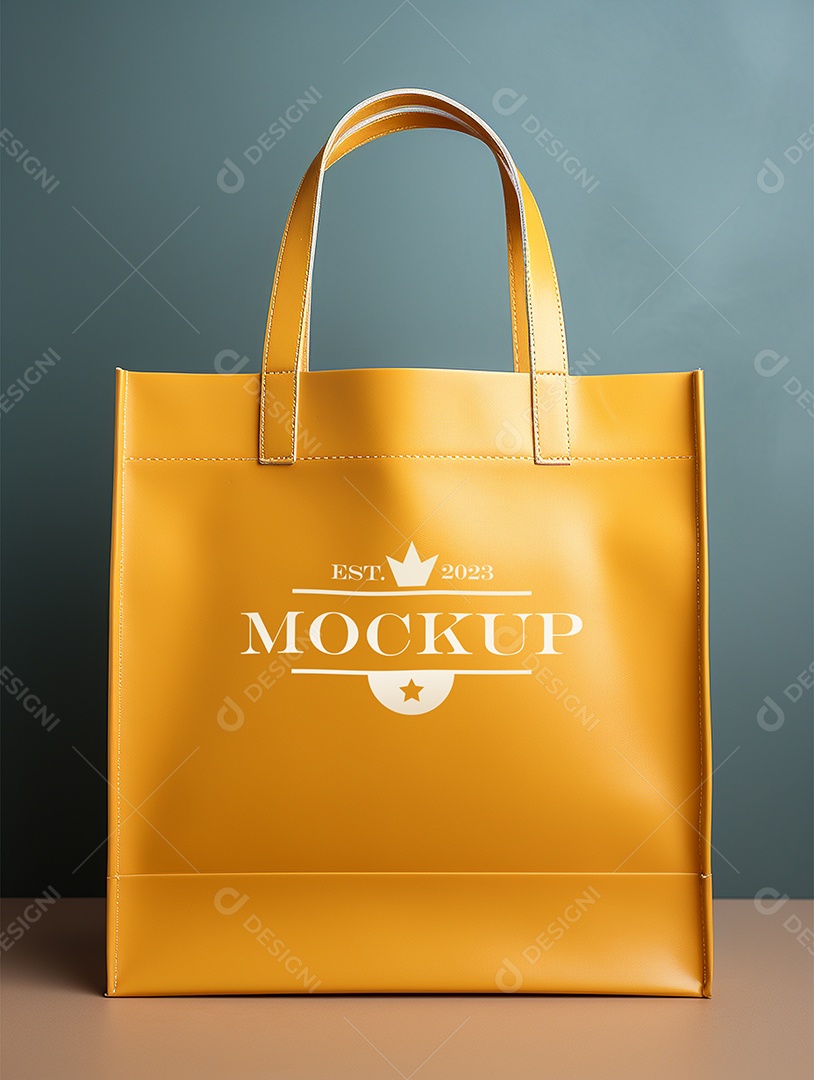 Mockup de Sacola Laranja PSD Editável