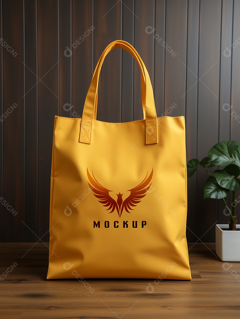 Mockup de Sacola Laranja PSD Editável