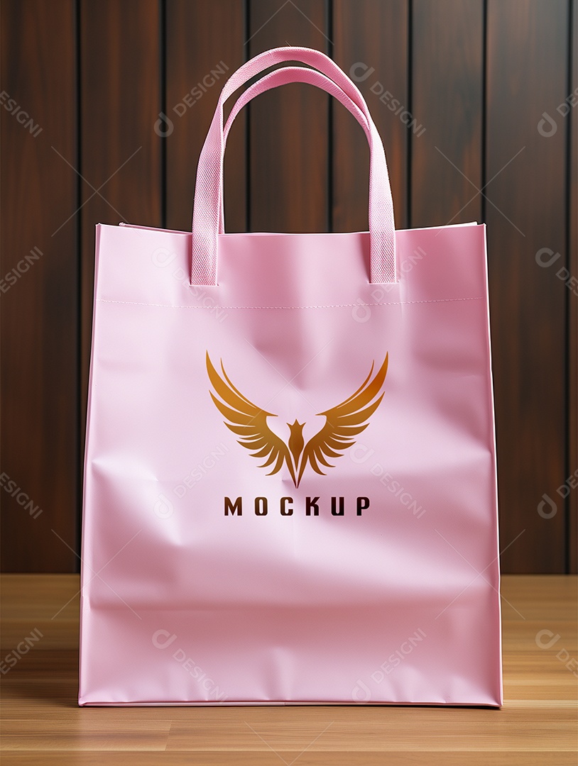 Mockup de Sacola Rosa PSD Editável