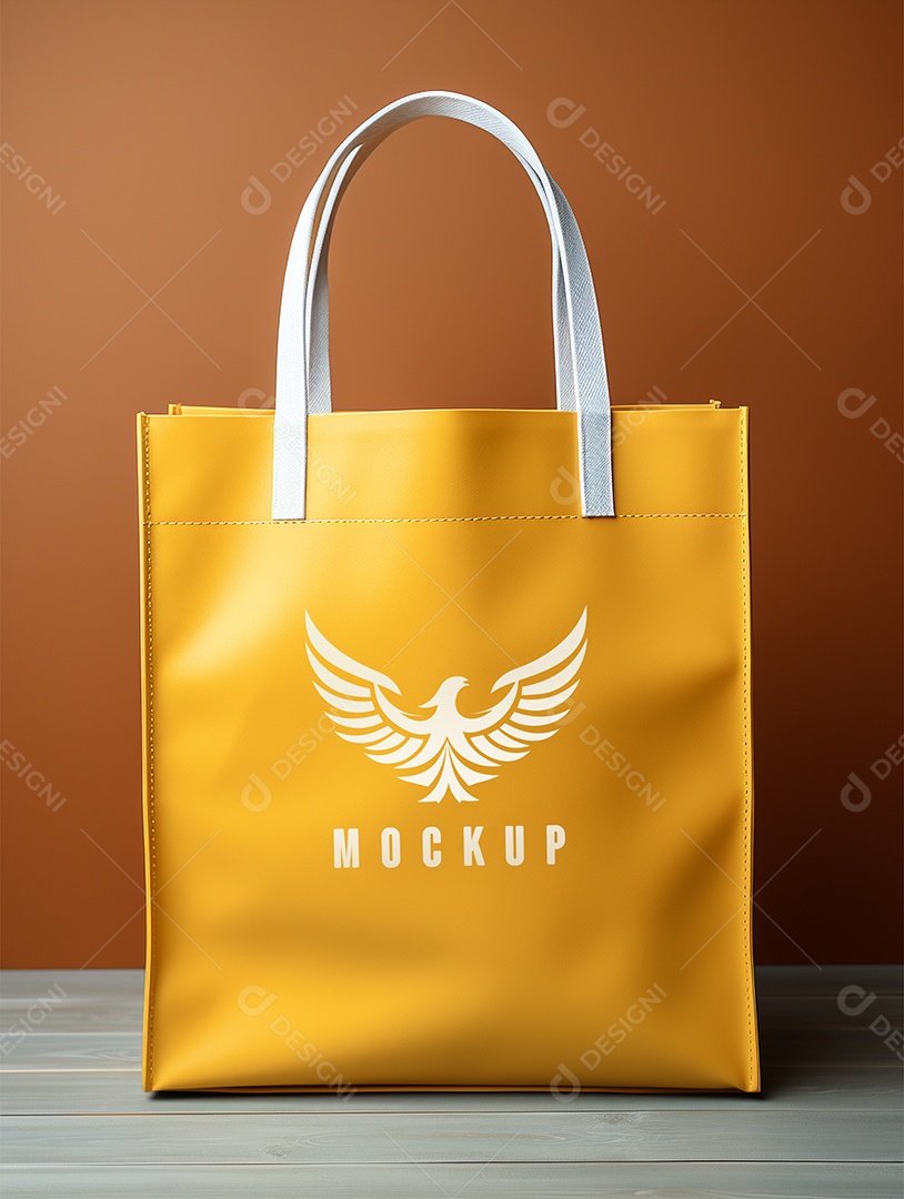 Mockup de Sacola Amarela PSD Editável