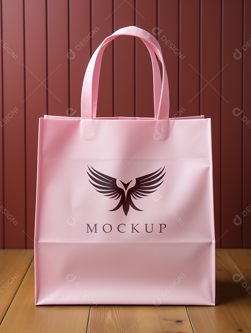 Mockup de Sacola Rosa PSD Editável