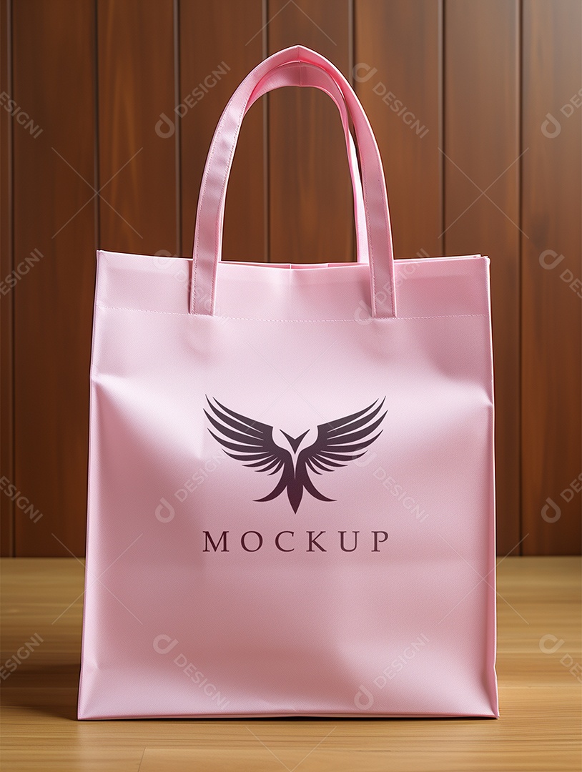 Mockup de Sacola Rosa PSD Editável