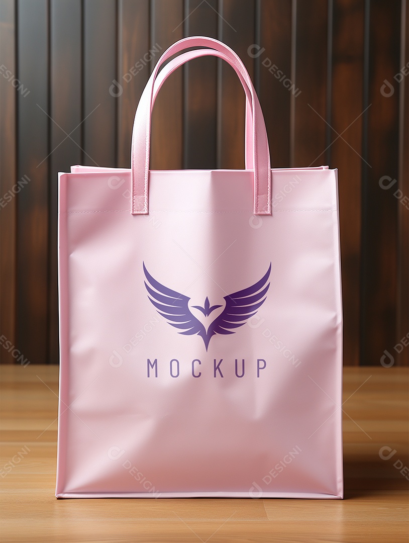 Mockup de Sacola Rosa PSD Editável