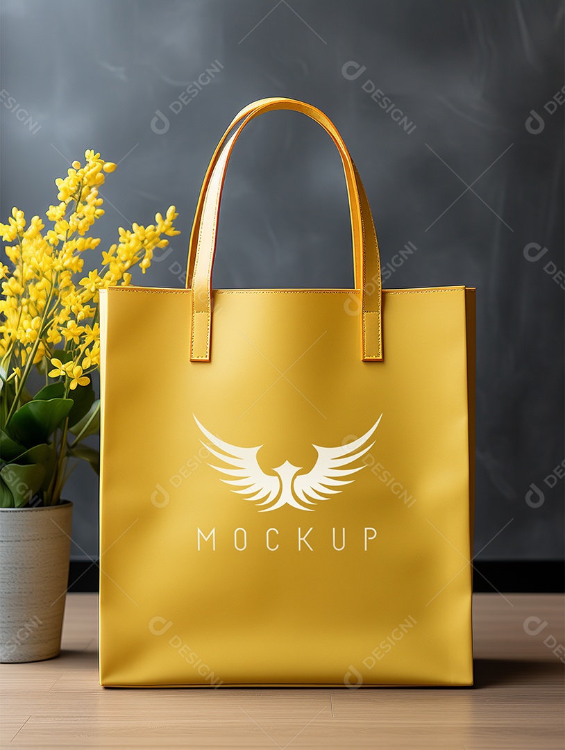 Mockup de Sacola Amarelo PSD Editável