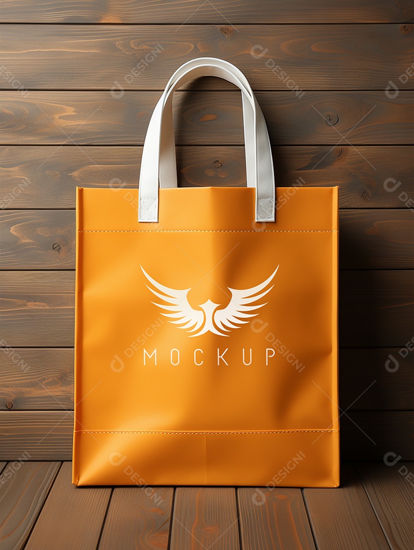 Mockup de Sacola Laranja PSD Editável