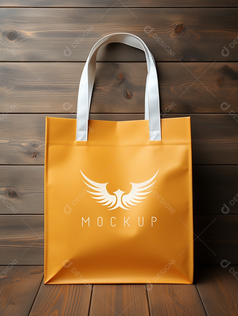 Mockup de Sacola Laranja PSD Editável