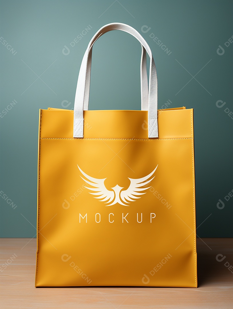 Mockup de Sacola Amarela PSD Editável