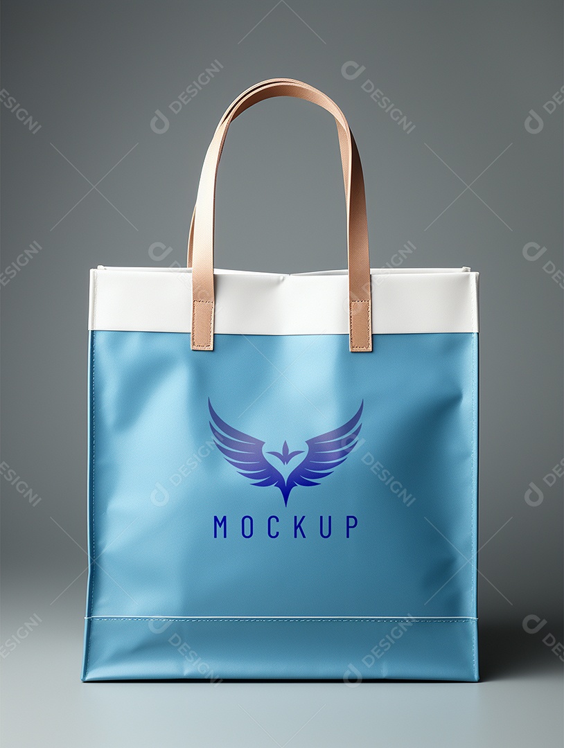 Mockup de Sacola Azul PSD Editável