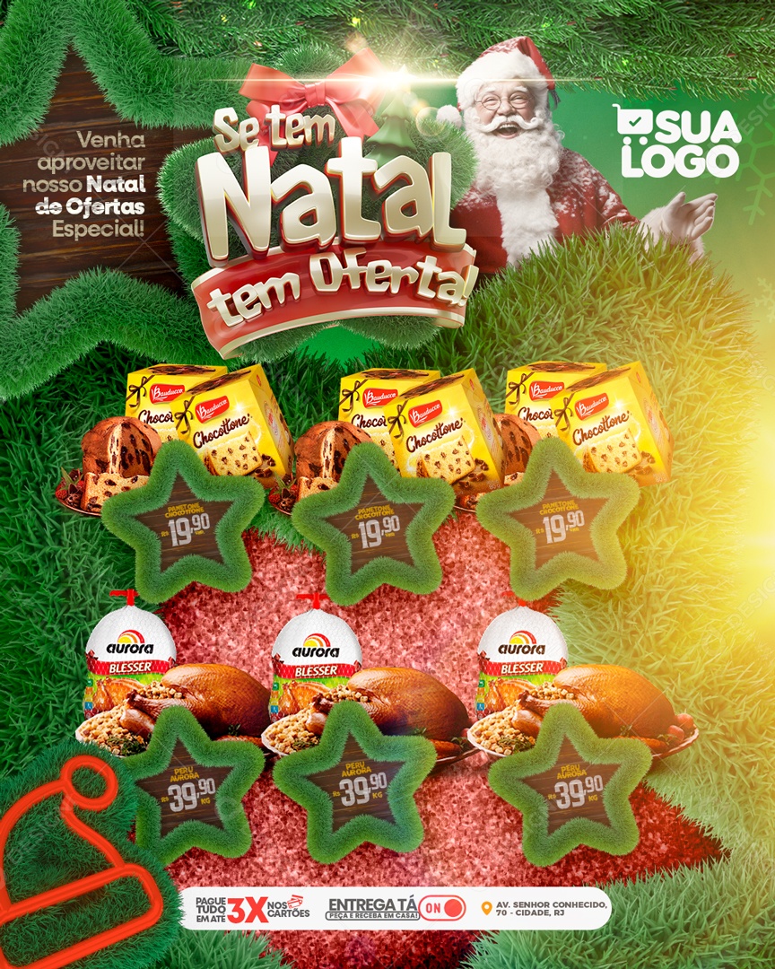 Encarte Venha Aproveitar Nosso Natal De Ofertas Social Media PSD Editável