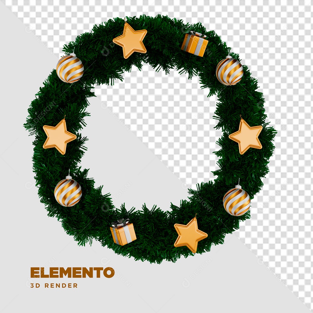Guirlanda de Ano Novo Elemento 3D para Composição PSD