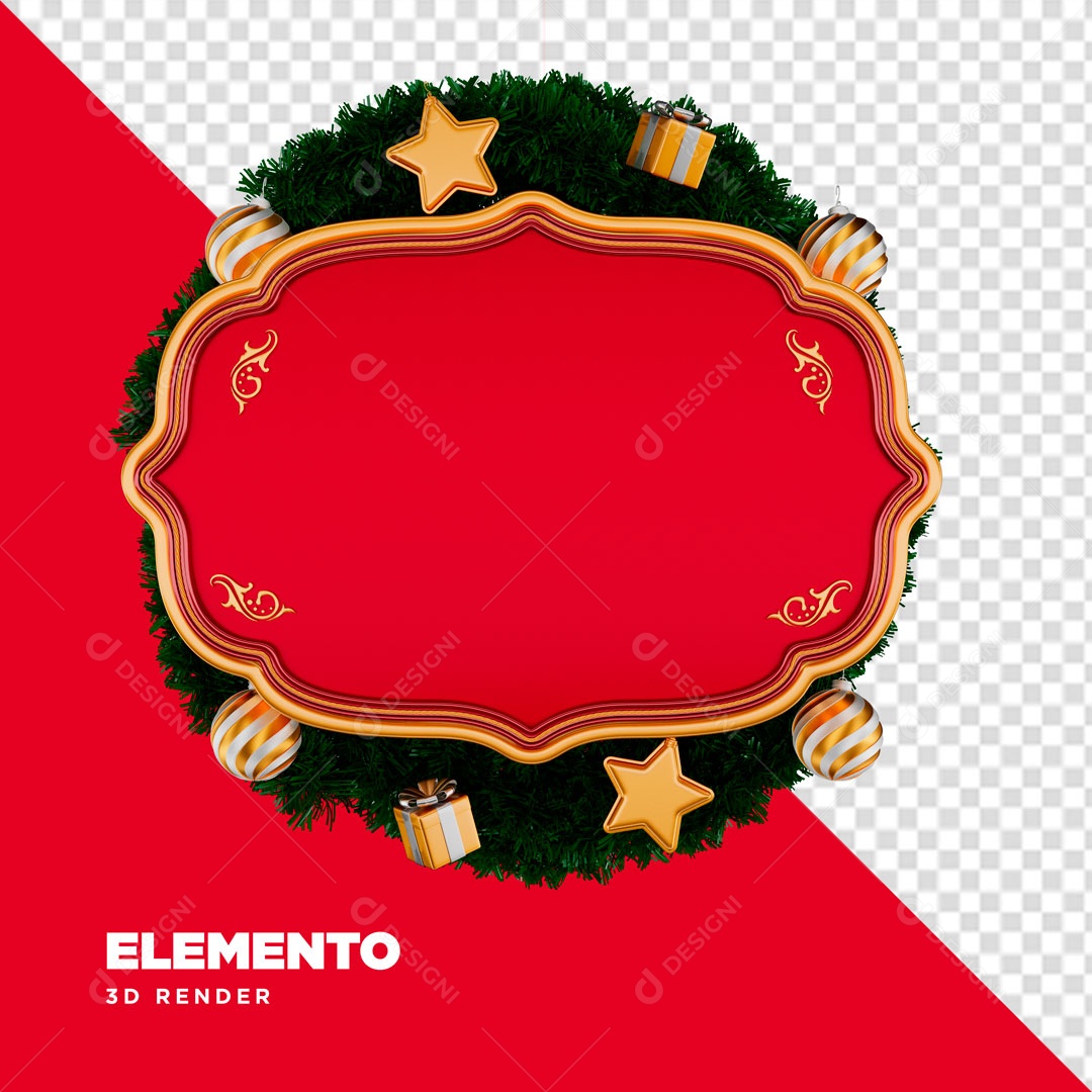 Enfeite e Guirlanda de Natal Elemento 3D para Composição PSD