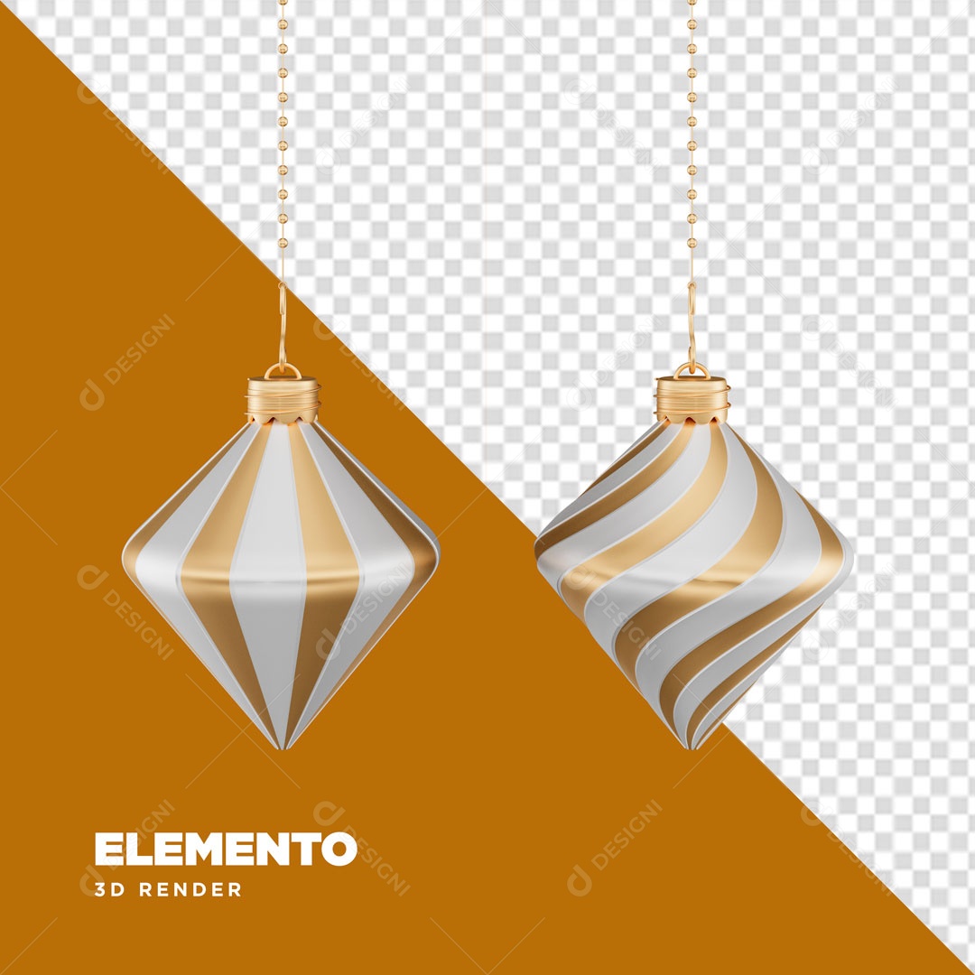 Enfeite de Ano Novo Elemento 3D para Composição PSD