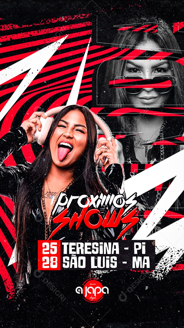Social Media Flyer Story Próximos Shows Japa PSD Editável
