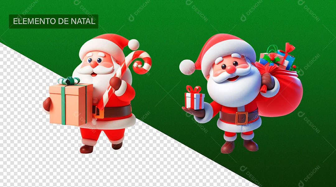Elemento 3D Papai Noel Personagem de Natal para Composição PSD