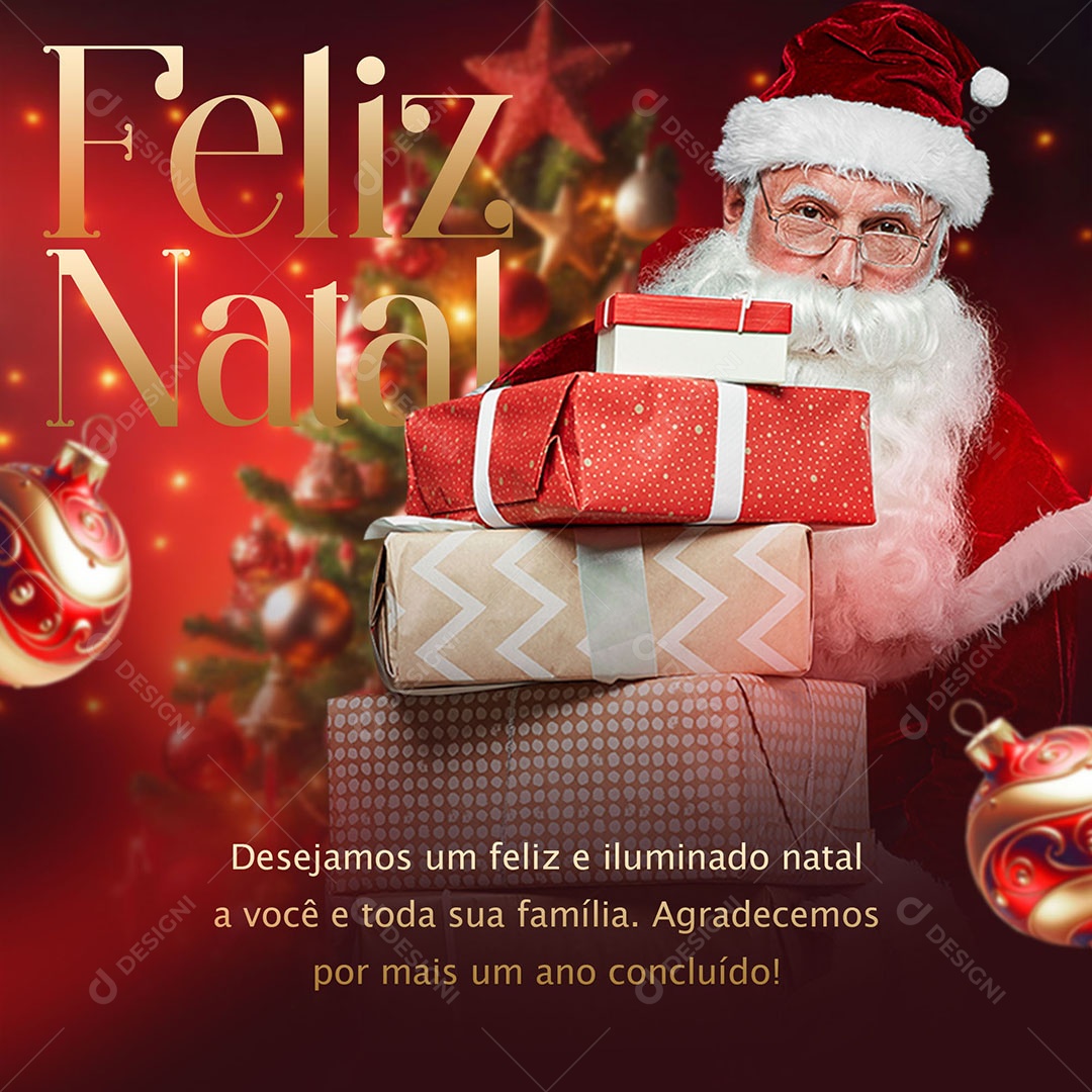 Feliz Natal Desejamos um Feliz e Iluminado Natal a Você e Toda sua Família Social Media PSD Editável