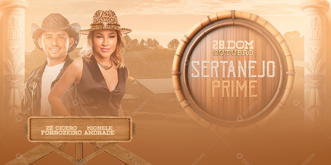 Banner Sertanejo Prime Zé Cicero Forrozeiro Michele Andrade Social Media PSD Editável