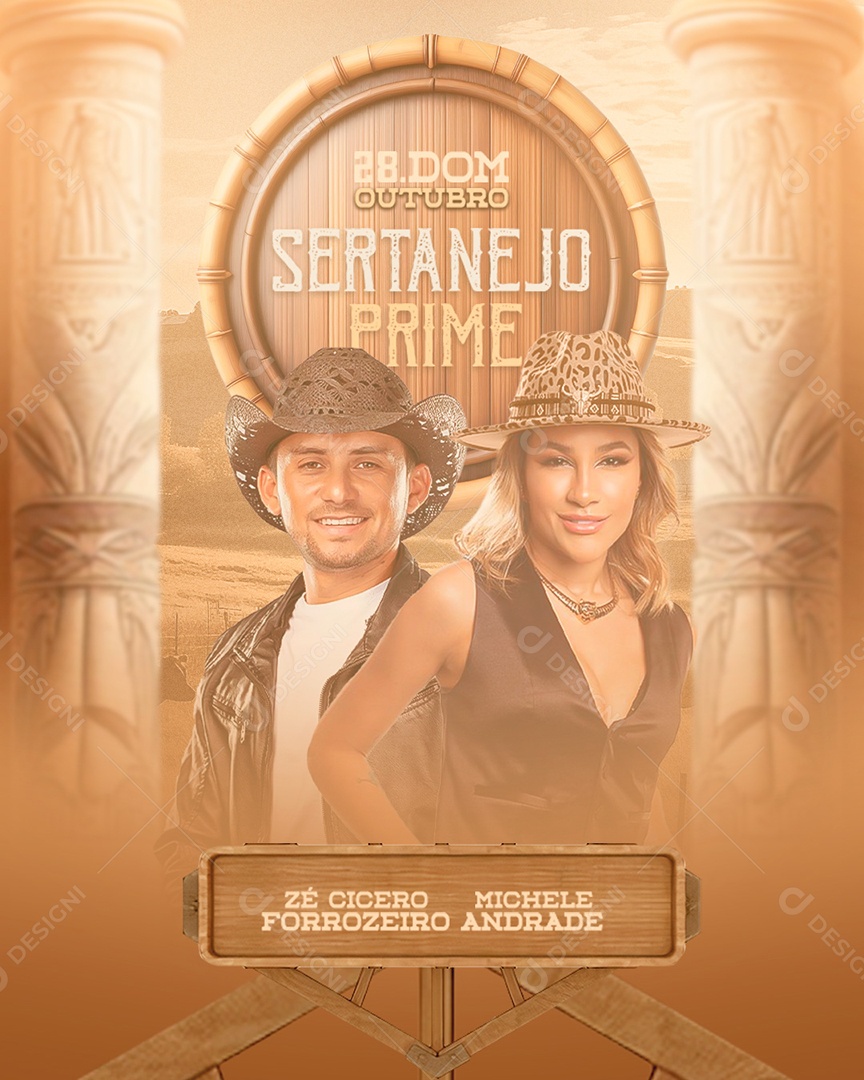 Flyer Sertanejo Prime Zé Cicero Forrozeiro Michele Andrade Social Media PSD Editável