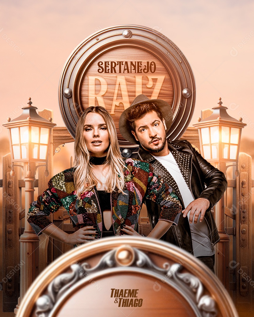 Flyer Sertanejo Raiz Thaeme & Thiago Social Media PSD Editável