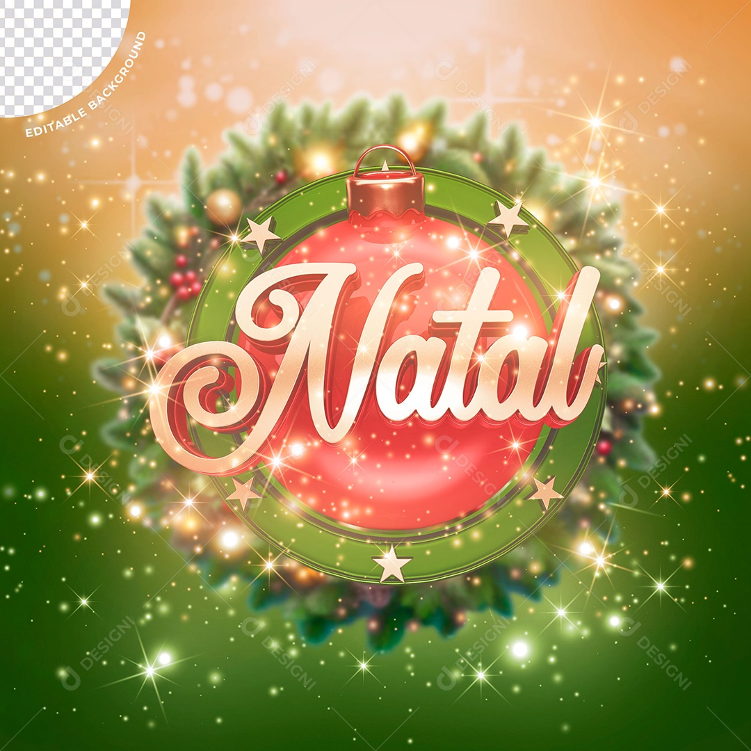 Selo 3D Natal para Composição PSD