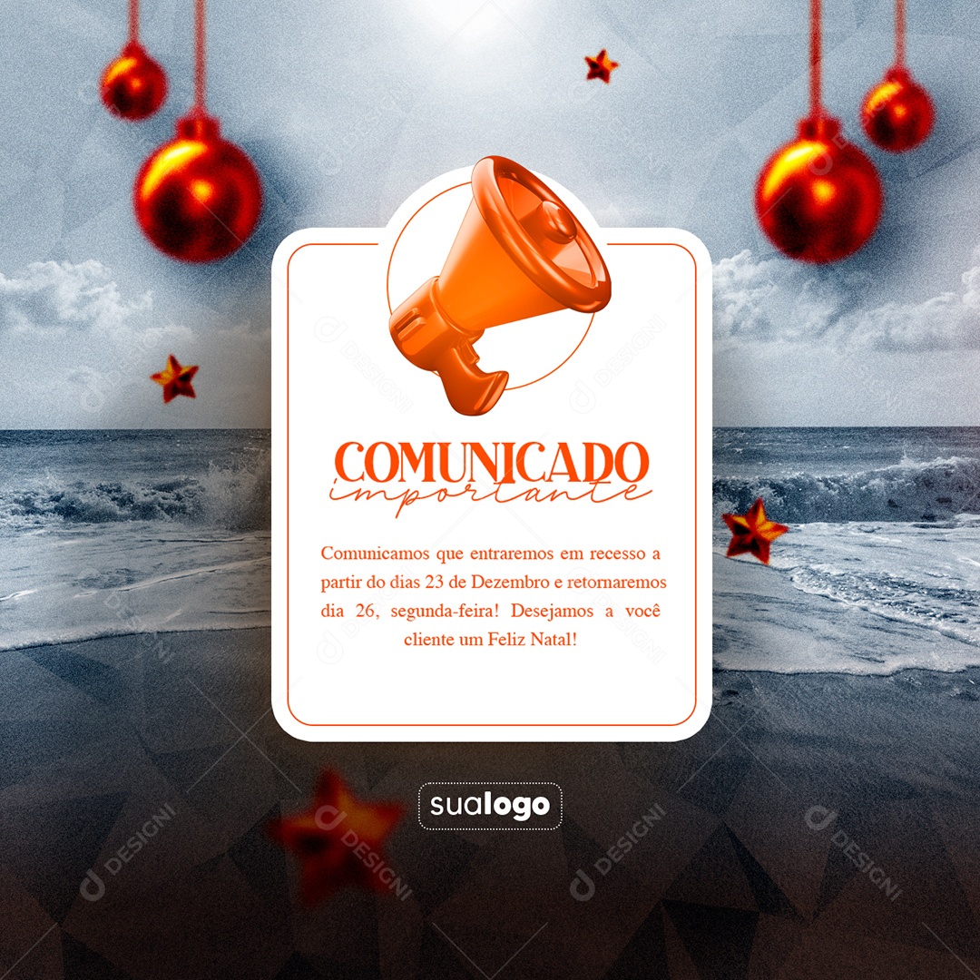 Contabilidade Comunicado Importante Entraremos em Recesso Feliz Natal Social Media PSD Editável