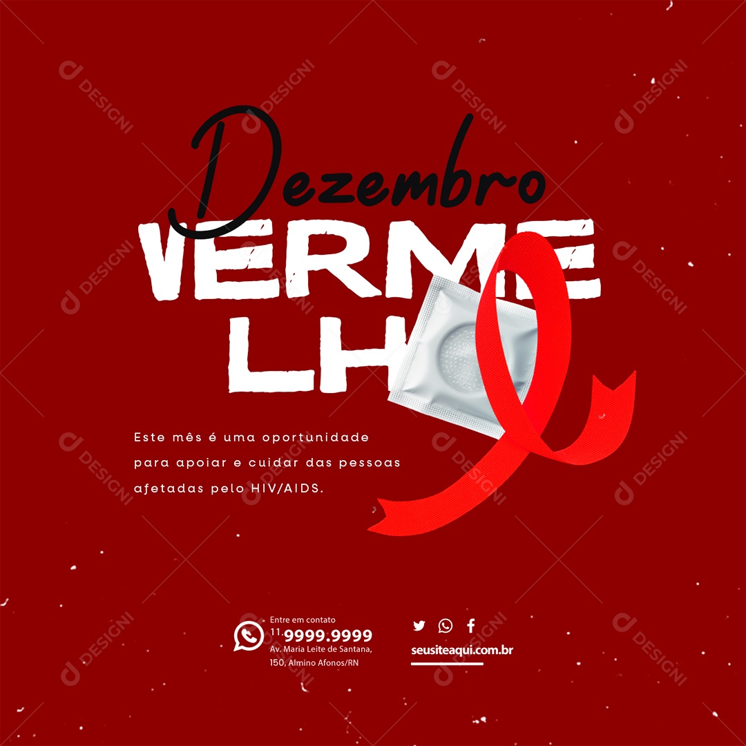 Dezembro Vermelho Este Mês é Uma Oportunidade para Apoiar e Cuidar das Pessoas Social Media PSD Editável